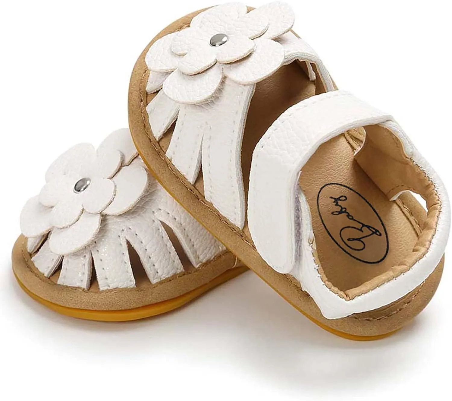 EnJoCho Casual Shoes for Children Rubber Walking Non-Slip Flat Baby Flower Boys Sandals Sole Shoes Girls Soft Baby Shoes (White, 1@mm)