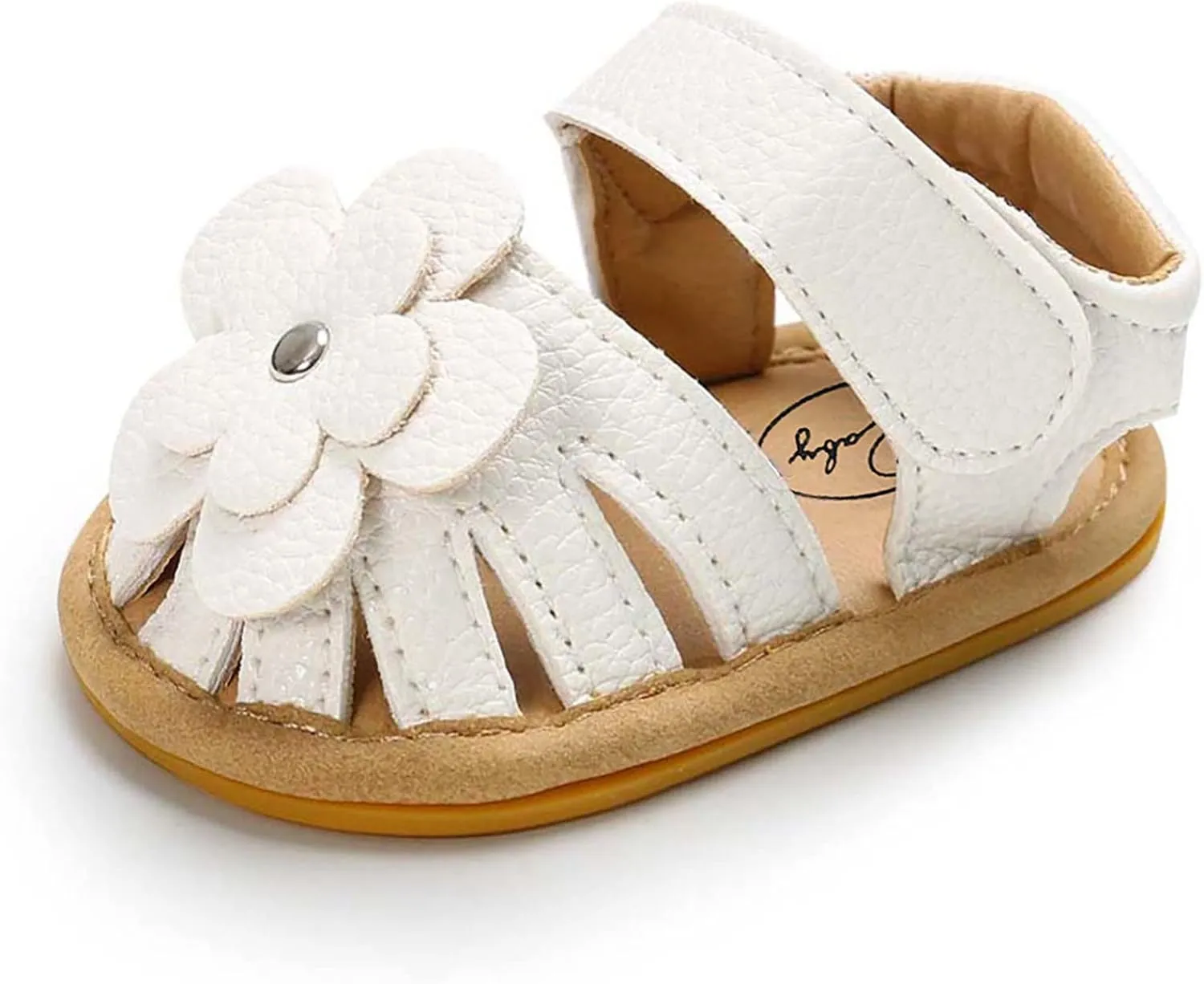 EnJoCho Casual Shoes for Children Rubber Walking Non-Slip Flat Baby Flower Boys Sandals Sole Shoes Girls Soft Baby Shoes (White, 1@mm)