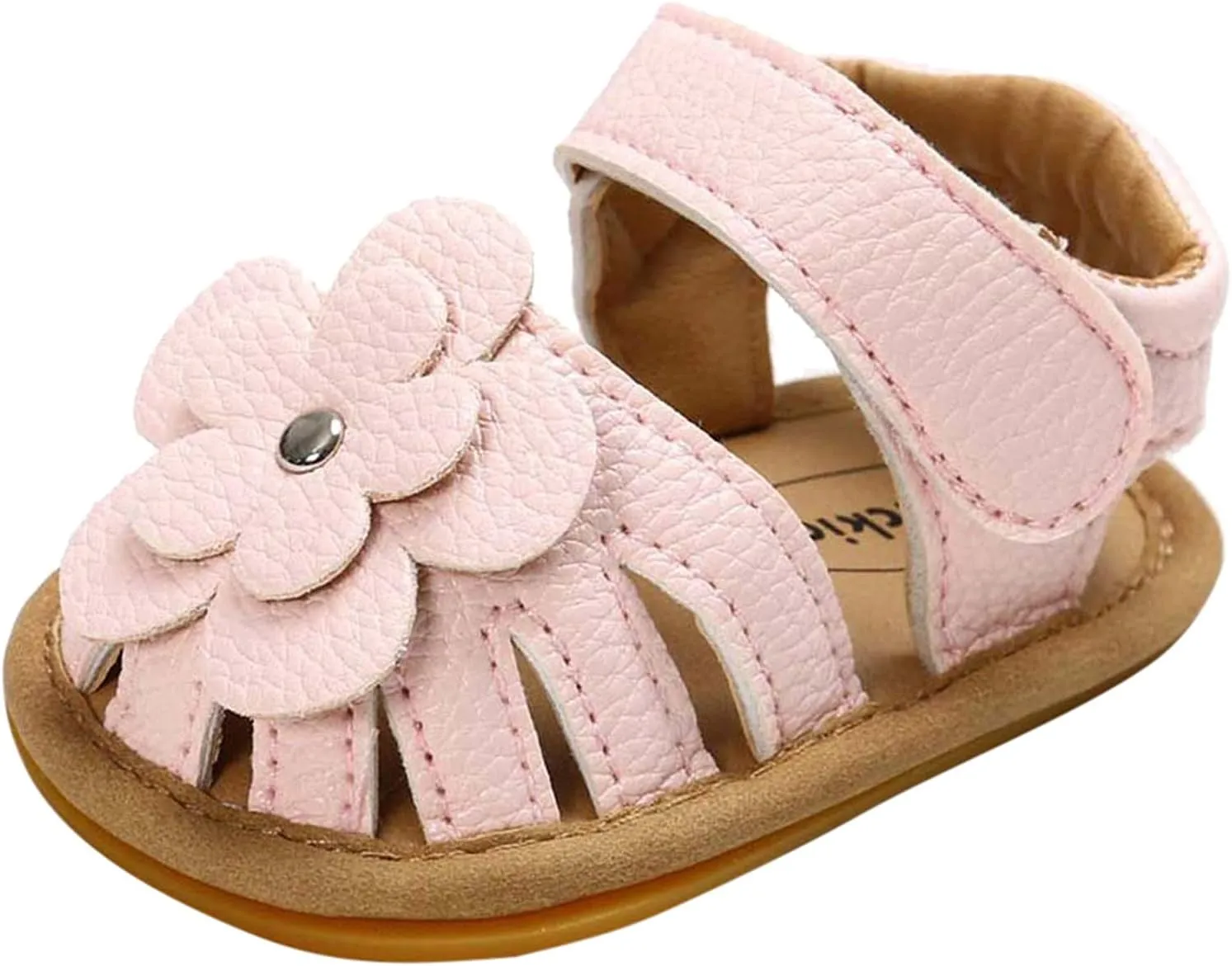 EnJoCho Cute Sandals Soft Baby Flower Girls Non-Slip Flat Rubber Sole Shoes Walking Boys Baby Lightwight Shoes (Pink, 3Pmm)