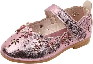 EnJoCho Girls Sandal Shoes Flower Shoes Hollow Flower Shoes Sandals Soft Sole Princess Sandals Baby Shoes 1-11 Years (Pink, 10.5 Years)