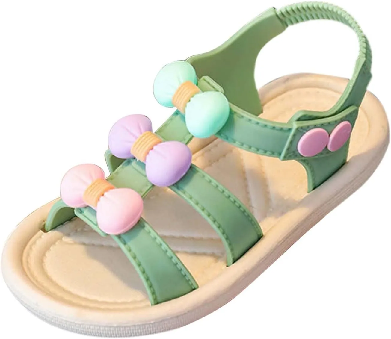 EnJoCho Infant Toddler Shoes Soft Sole Non Slip Straw Soft Sole Beach Shoes Sweet Fashion Bow Sandals Toddler Walking Shoes (Green, 4Years)