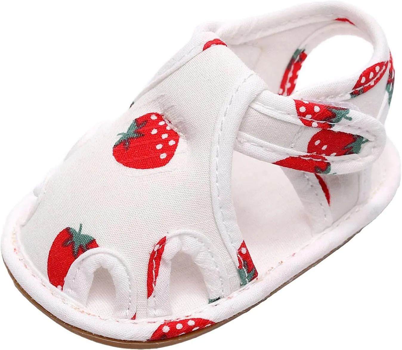 EnJoCho Infant Toddler Shoes Soft Sole Non Slip Toddler Floor Shoes Fruit Strawberry Print Sandals Toddler Walking Shoes (Red, 15Months)