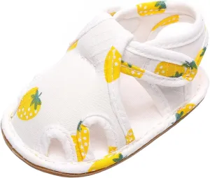 EnJoCho Infant Toddler Shoes Soft Sole Non Slip Toddler Floor Shoes Fruit Strawberry Print Sandals Toddler Walking Shoes (Yellow, 15Months)