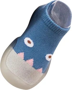 EnJoCho Newborn Baby Boys Girls Warm Socks Shoes Cartoon Cute Warm Anti-Slip Soft Sole Knit Slipper Prewalkers (Gray-07#A, 12-18 Months)