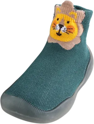 EnJoCho Non Slip Shoes for Toddler Baby Boys Girls Solid Warm Knit Soft Sole Rubber Shoes Slipper Stocking Soft Shoes Socks (Green, 18)