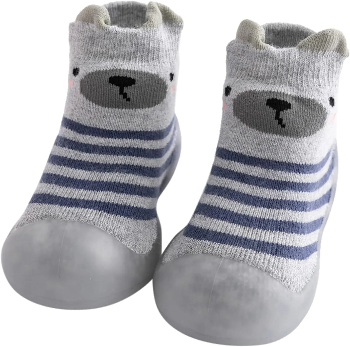 EnJoCho Outdoor Shoes for Children Kids Toddler Baby Boys Girls Solid Warm Knit Soft Sole Rubber Shoes Sock Slipper Stocking (Grey, 22)