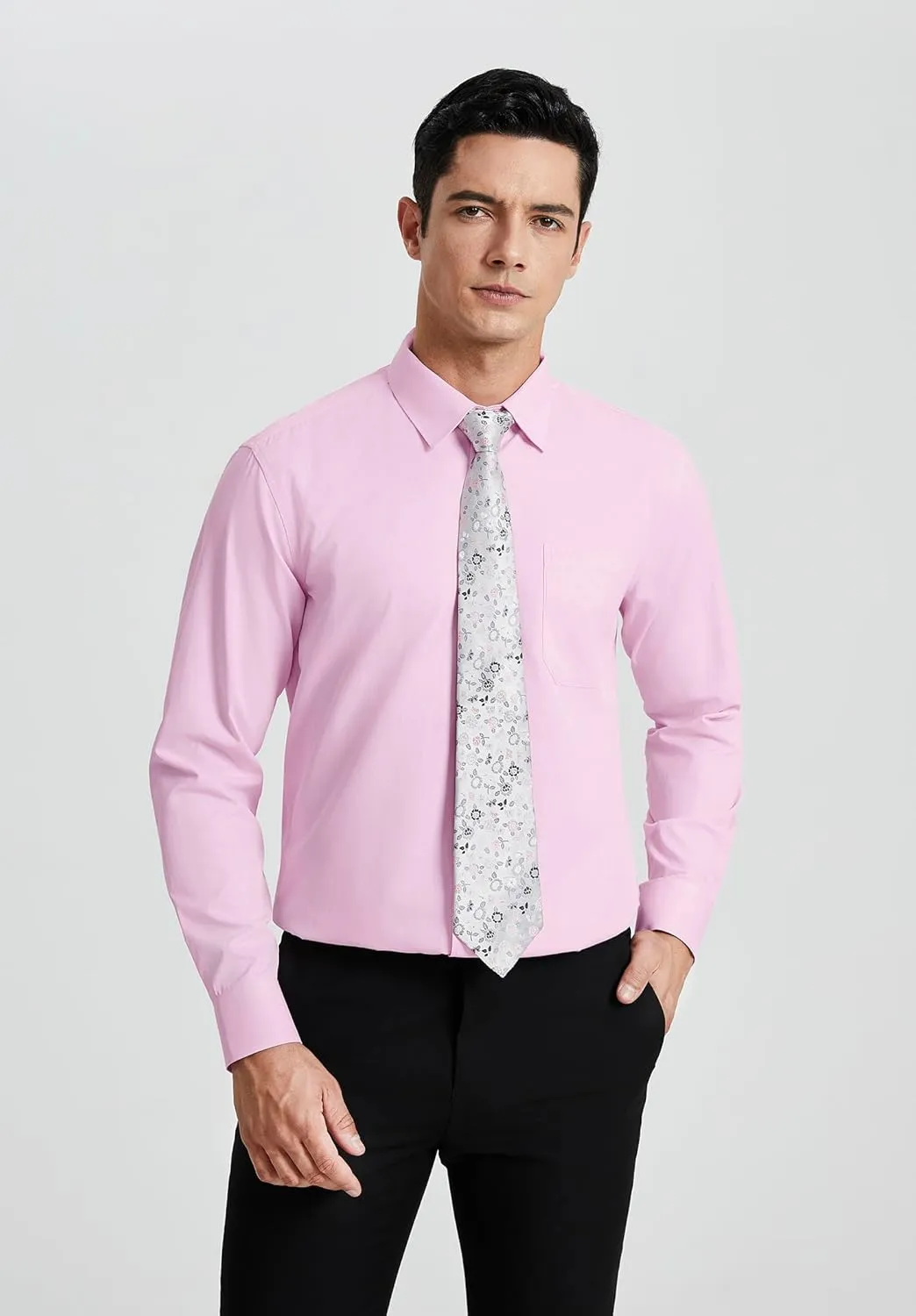 Enlision Mens Dress Shirts Long Sleeve Button Down Shirt for Men Regular Fit Business Casual Shirt and Tie Sets for Wedding