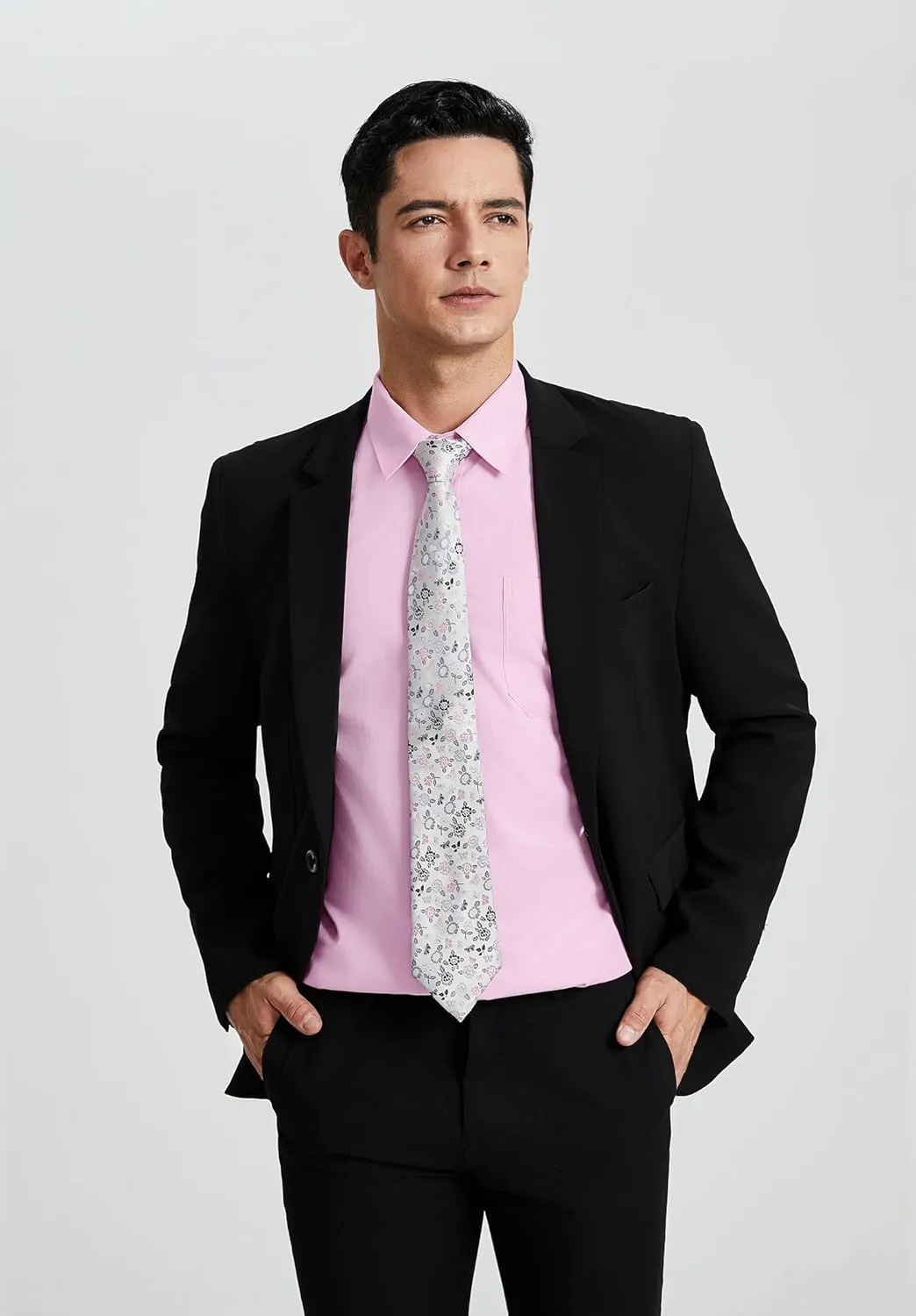 Enlision Mens Dress Shirts Long Sleeve Button Down Shirt for Men Regular Fit Business Casual Shirt and Tie Sets for Wedding
