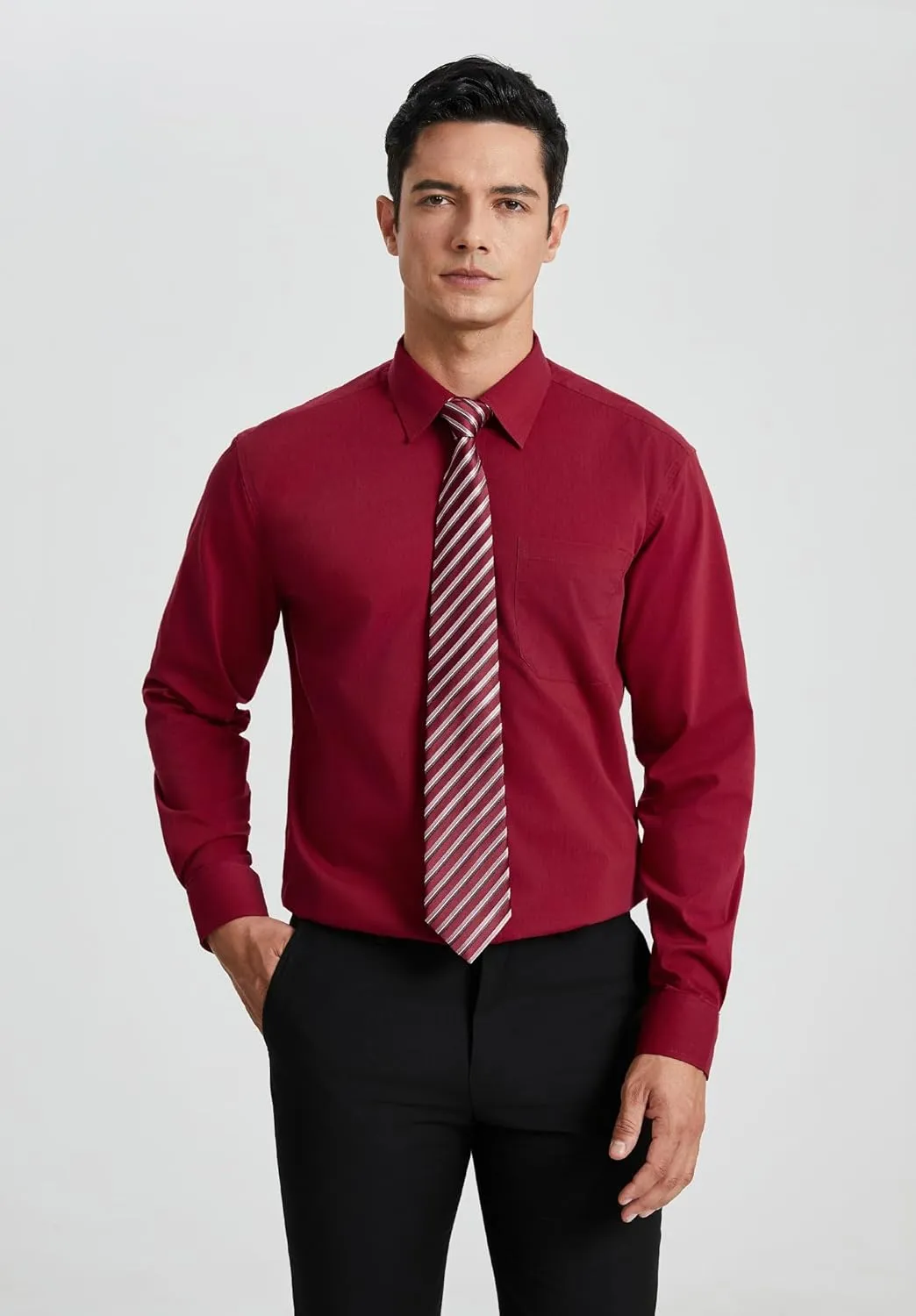 Enlision Mens Dress Shirts Long Sleeve Button Down Shirt for Men Regular Fit Business Casual Shirt and Tie Sets for Wedding