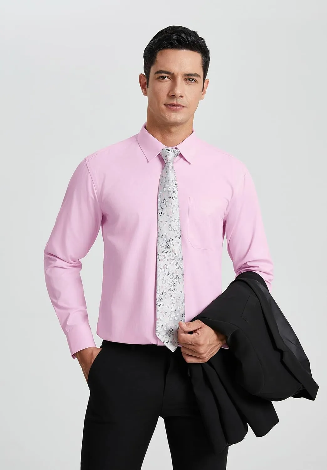 Enlision Mens Dress Shirts Long Sleeve Button Down Shirt for Men Regular Fit Business Casual Shirt and Tie Sets for Wedding
