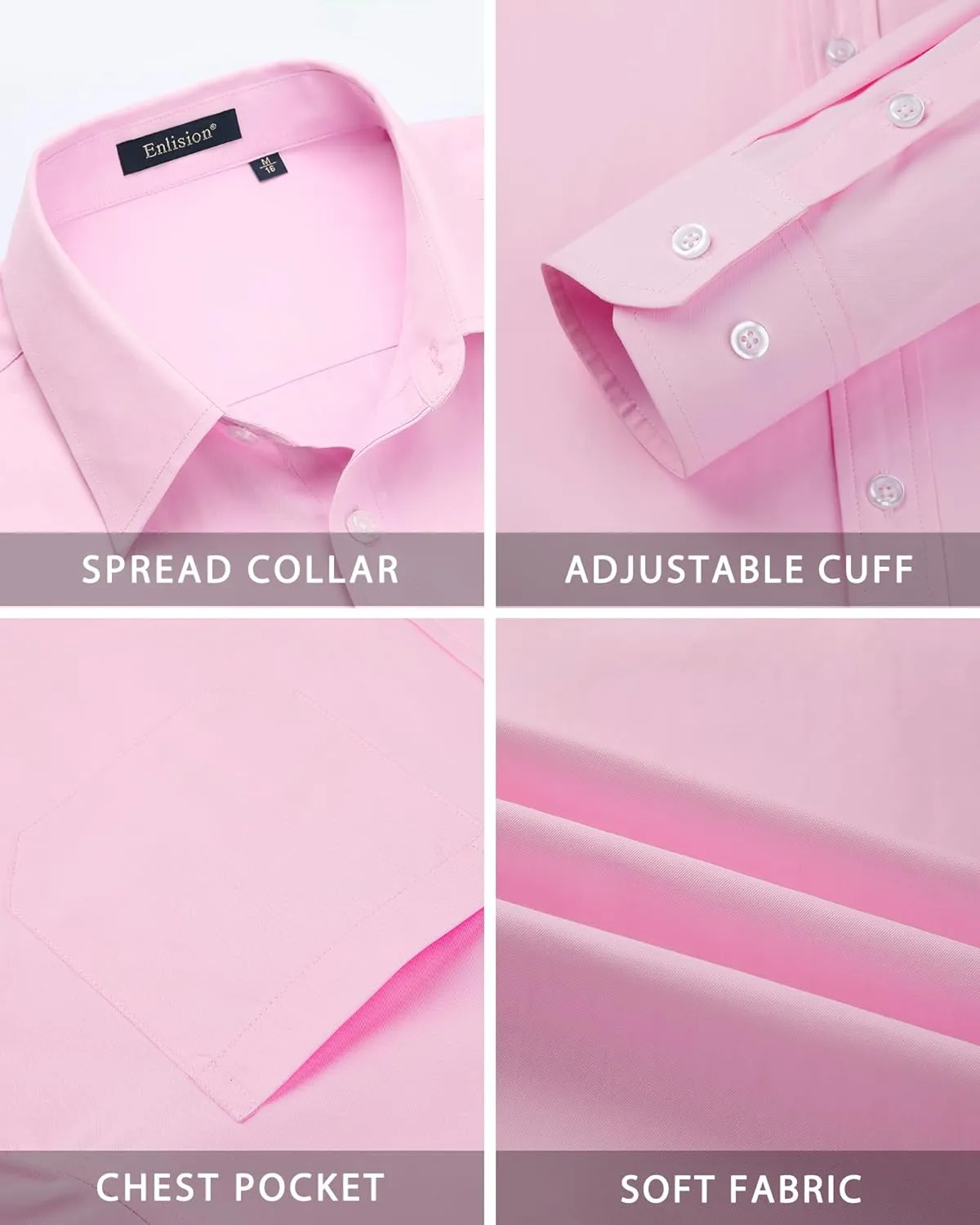 Enlision Mens Dress Shirts Long Sleeve Button Down Shirt for Men Regular Fit Business Casual Shirt and Tie Sets for Wedding