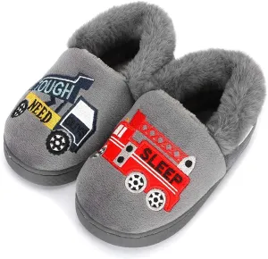 ESTAMICO Girls Cute Cartoon Slippers with Memory Foam Kids Plush Warm Winter House Shoes