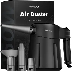 EVEO Electric Air Duster PC Cleaning Kit (Vac) - MAX Flow PC Cleaner Computer Duster, PC Air Duster | Electric Duster - Air Blower Duster for Computer, Laptop, Keyboard & More - AX Black (350W)