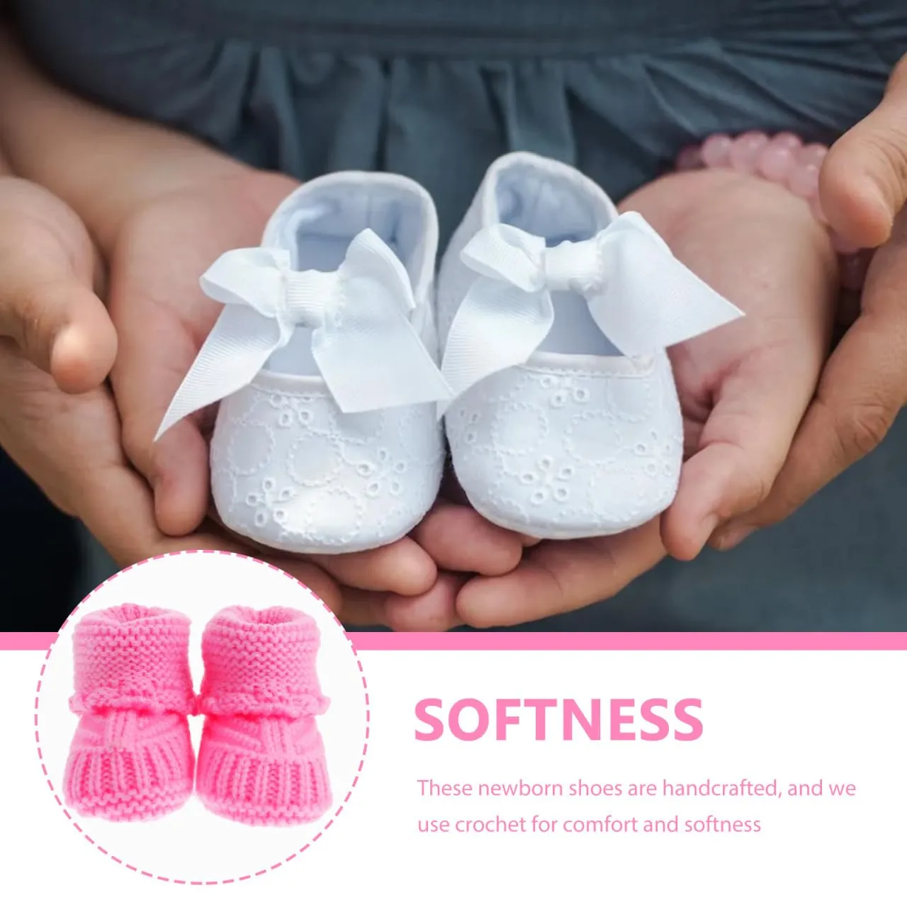 EXCEART Handmade Baby Knitting Shoes Soft Woolen Yarn Crochet Booties for 0-6 Months 4.25 Inch Length Adorable Design for Newborns