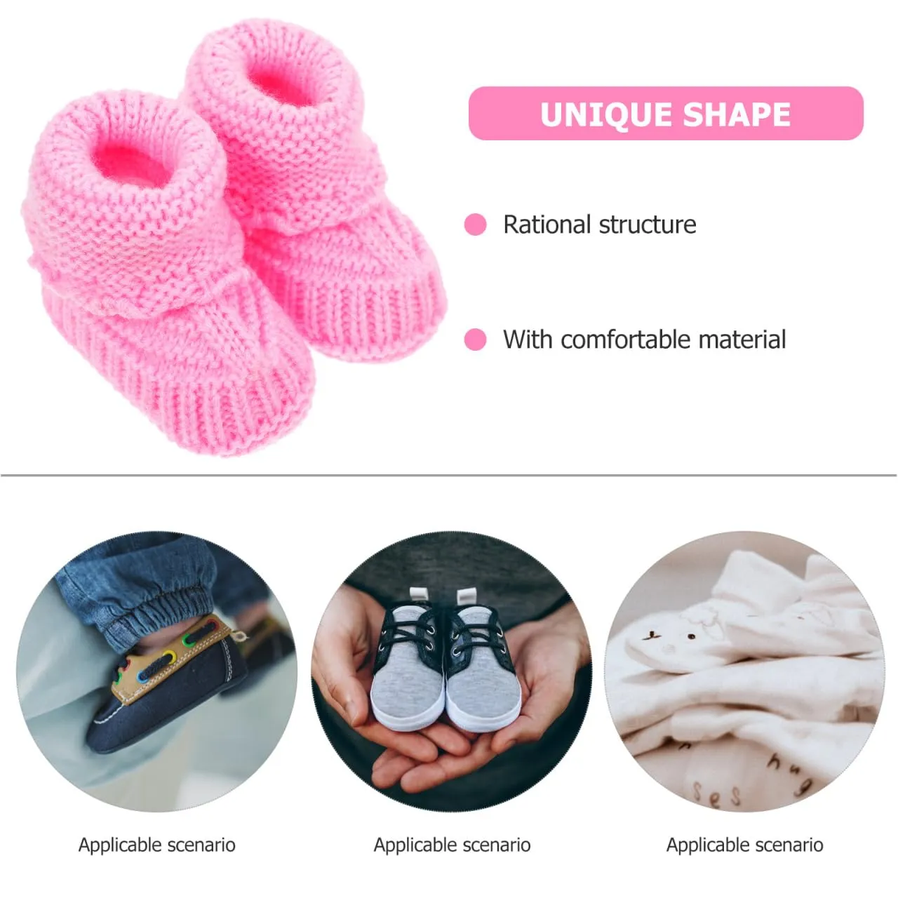 EXCEART Handmade Baby Knitting Shoes Soft Woolen Yarn Crochet Booties for 0-6 Months 4.25 Inch Length Adorable Design for Newborns