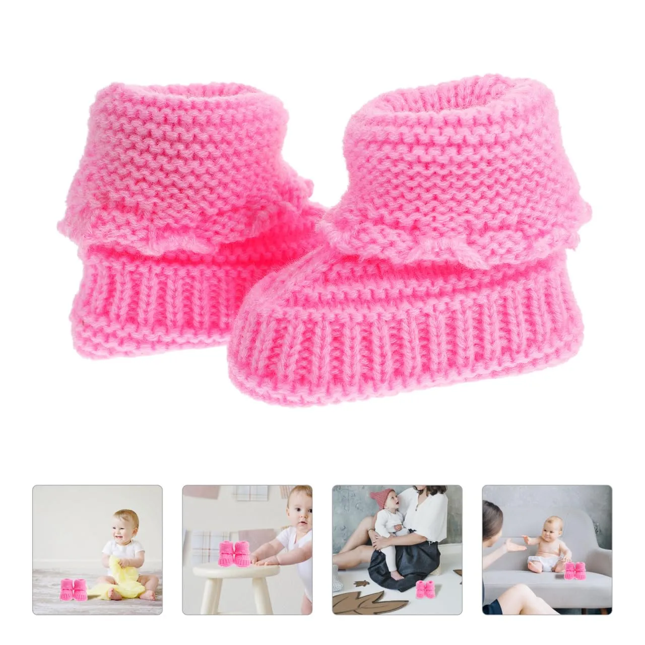 EXCEART Handmade Baby Knitting Shoes Soft Woolen Yarn Crochet Booties for 0-6 Months 4.25 Inch Length Adorable Design for Newborns
