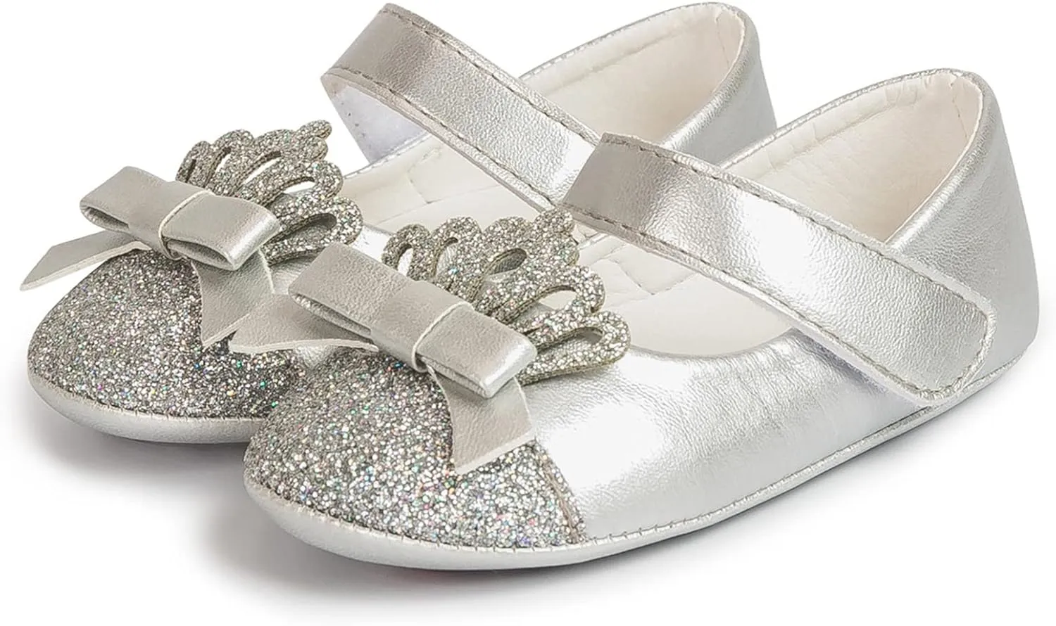 Fashion Crown Princess Shoes Little Kid Shoes Non Slip Soft Sole Walking Shoes Baby Shoes Infant Extra Wide