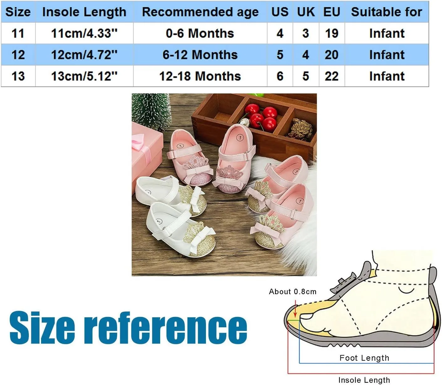 Fashion Crown Princess Shoes Little Kid Shoes Non Slip Soft Sole Walking Shoes Baby Shoes Infant Extra Wide