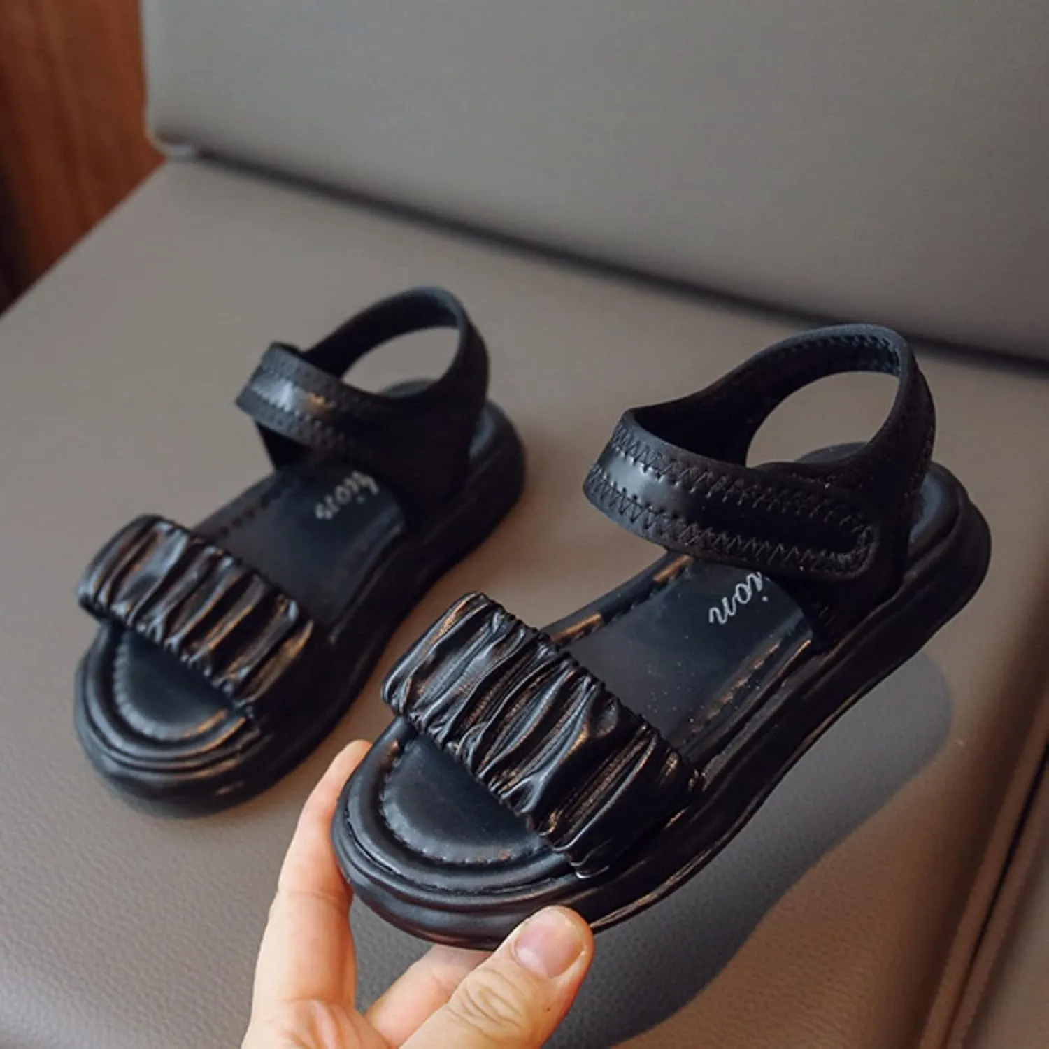 Fashion Kids Children Girls Spring Flower Strap Princess Dance Party Dress Baby Shoes for Kids Toddler Sandals 5 (Black, 2 Big Kids)