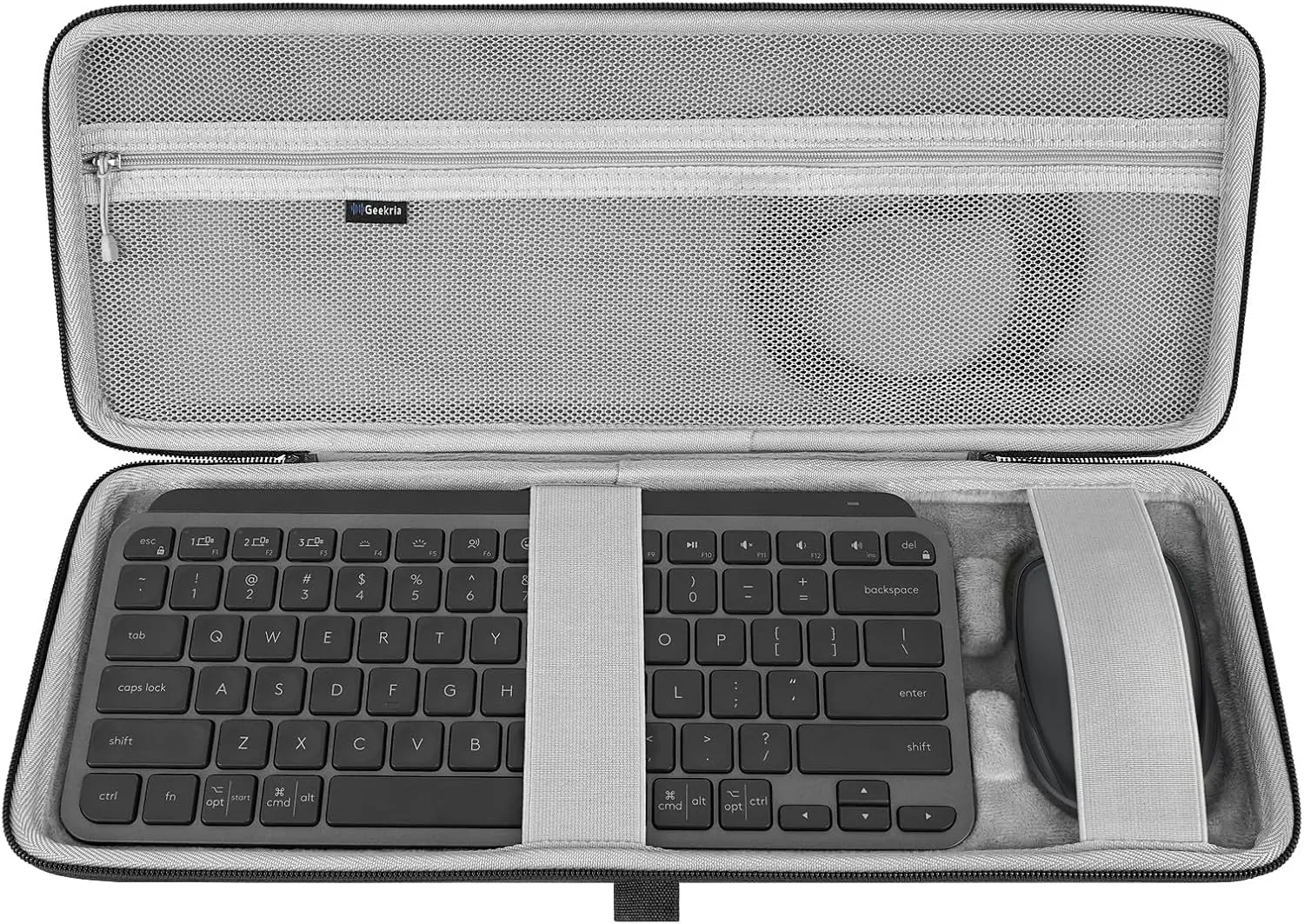 Geekria Keyboard Case, Hard Shell Protective Travel Bag Compatible with Logitech MX Keys Mini Minimalist Wireless Illuminated Keyboard and Logitech MX Anywhere 3 Mouse Combo Case (Dark Grey)