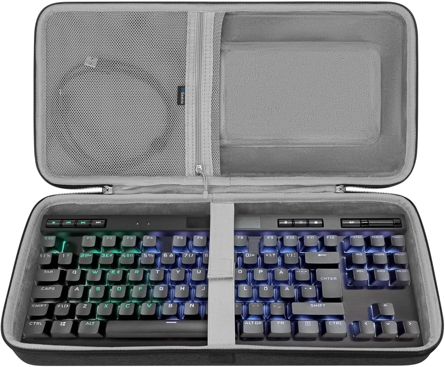 GEEKRIA TKL Keyboard Case, Hard Shell Travel Carrying Bag for 87 Key Gaming Keyboard and Mouse Combo, Compatible with Corsair K70 RGB Tenkeyless, Keychron V3 Max TKL (Dark Gray)