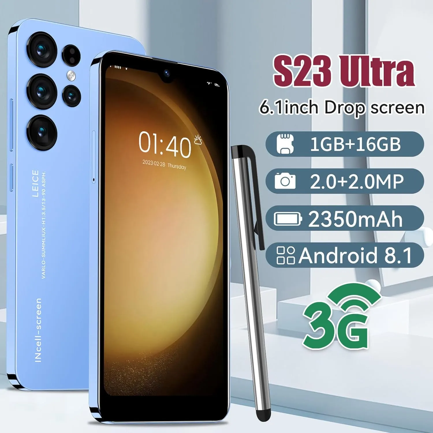Generic Unlocked Android Phones 2024, 6.1 inch Unlocked Smartphones Android 1 16G Phones Dual Sim, 2350mAh Smart Phone Mobile Phone Cheap Unlocked Android Smartphones Cellphone, Blue