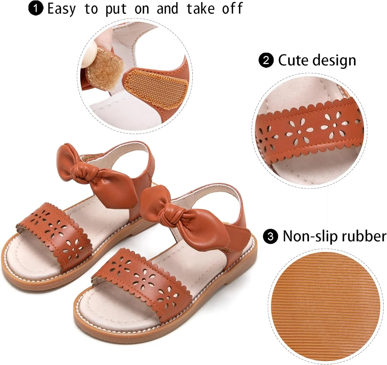 GINFIVE Toddler Girls Sandals Little Girls Kids Summer Shoes Toddler Sandals