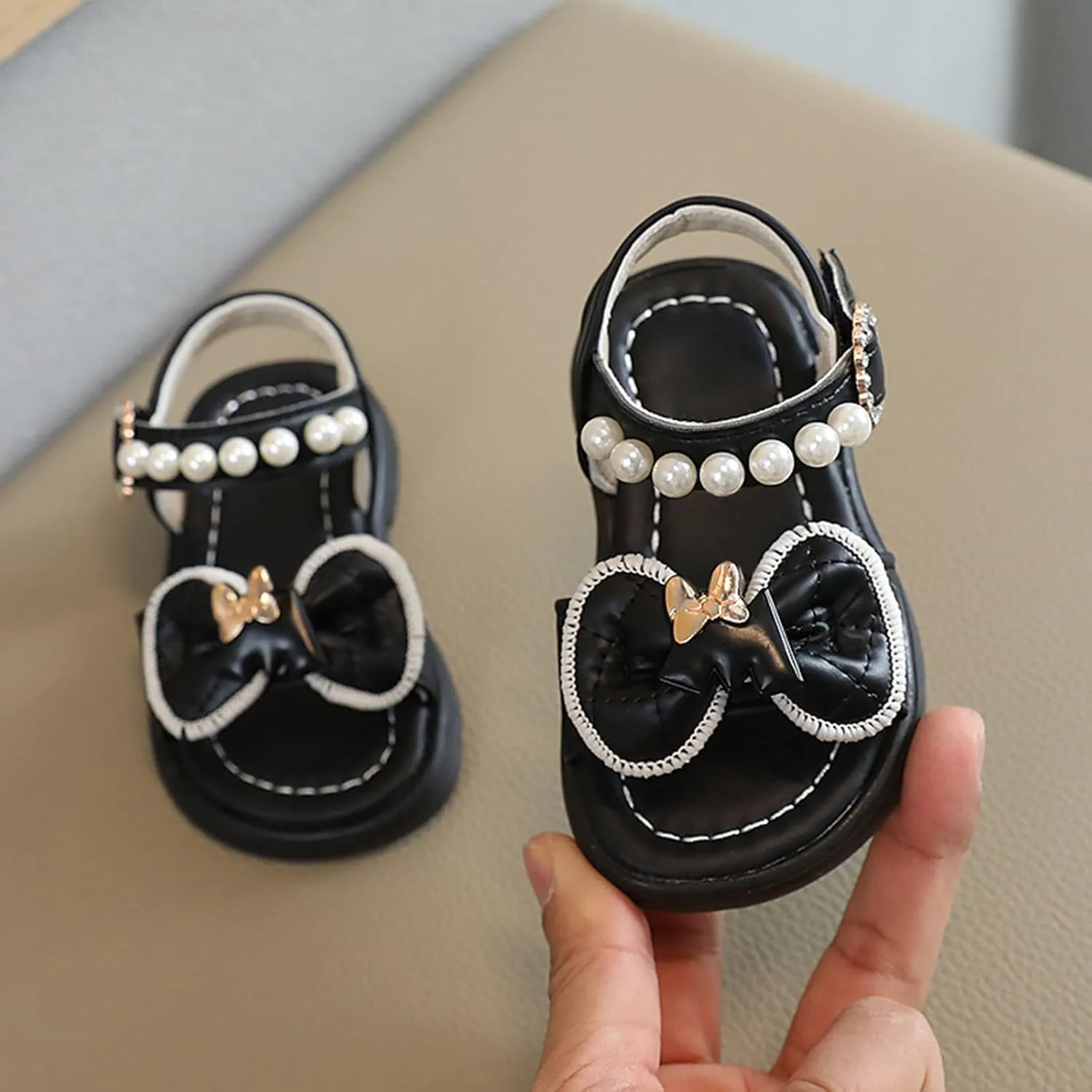 Girls Dress Shoes Girls Sandals Summer For Children Wearing Beach Shoes Pearl Soft Sole Anti Slip Rubber Sole