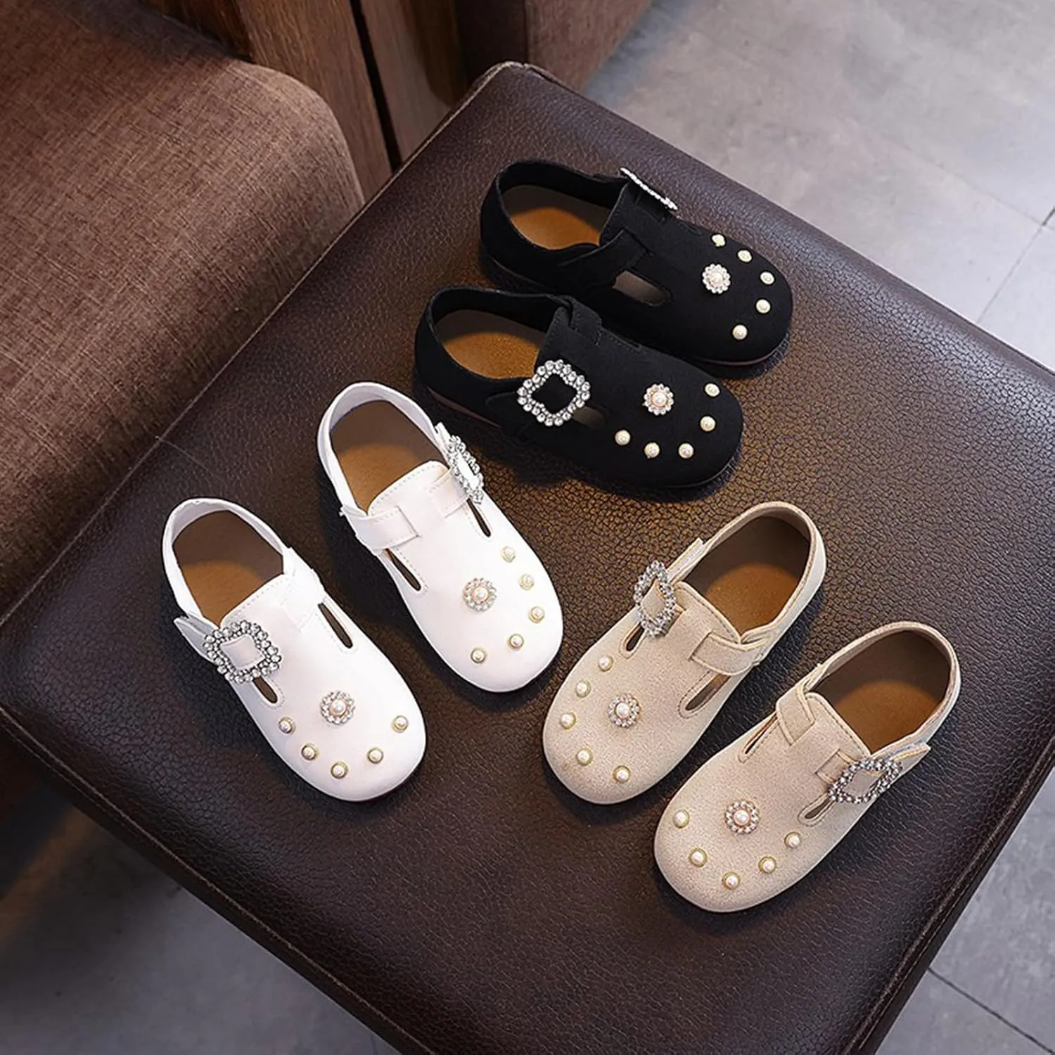 Girls Dress Shoes Glitter Pumps Sequins Bowknot Soft Sole Dance Shoes Vintage Summer Sandals for Wedding Party Kids