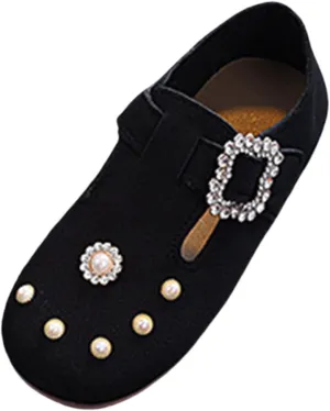 Girls Dress Shoes Glitter Pumps Sequins Bowknot Soft Sole Dance Shoes Vintage Summer Sandals for Wedding Party Kids