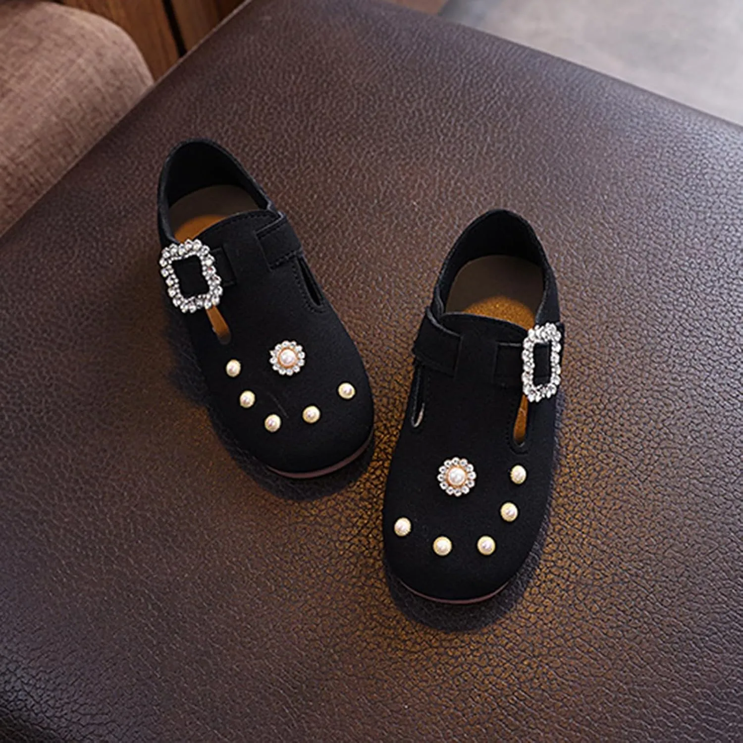 Girls Dress Shoes Glitter Pumps Sequins Bowknot Soft Sole Dance Shoes Vintage Summer Sandals for Wedding Party Kids