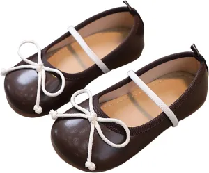 Girls Shoes Children Shoes Non Slip Soft Sole Leather Shoes Bowknot Single Shoes Girls Toddler Sandals