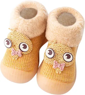 Girls Water Shoes, Kids Toddler Baby Boys Girls Solid Warm Knit Soft Sole Rubber Shoes Socks Slipper Stocking