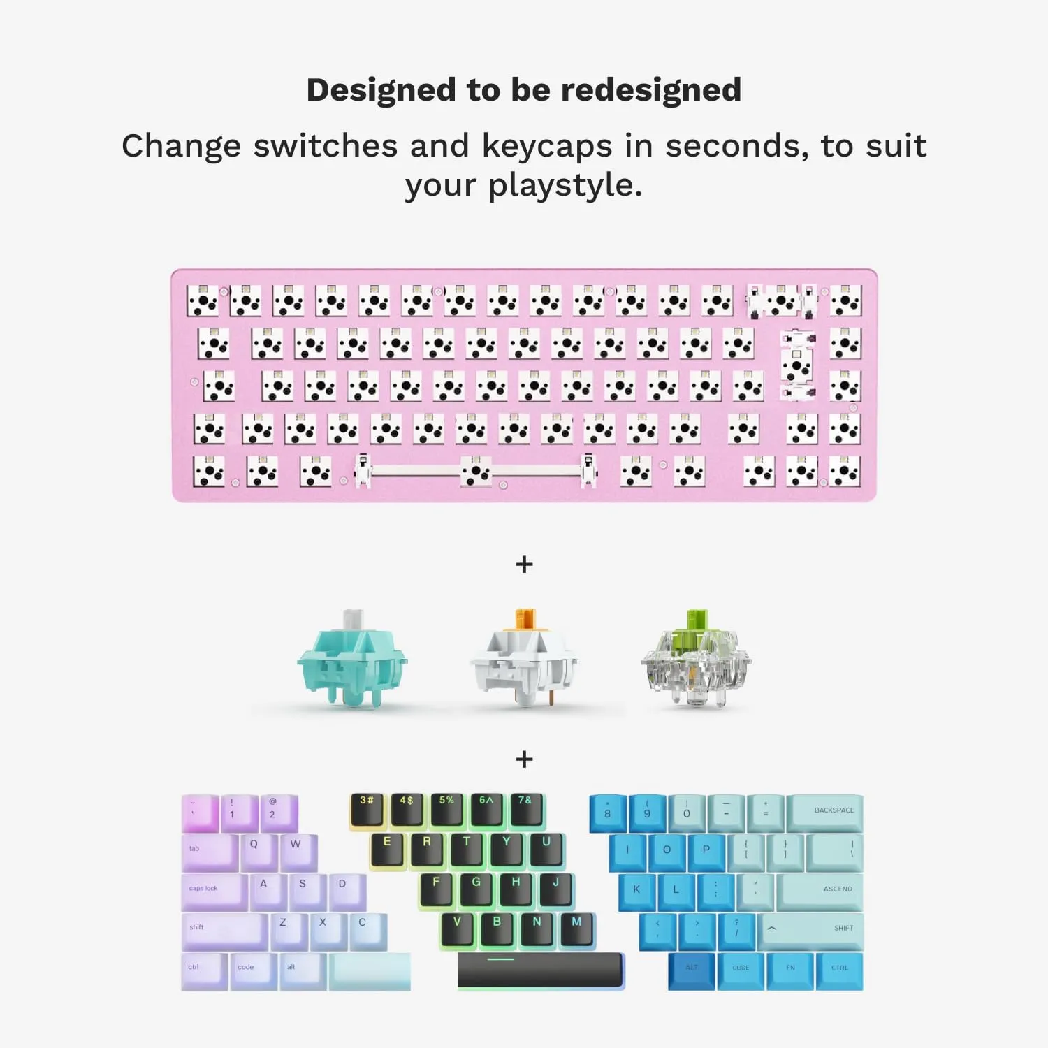 Glorious Gaming GMMK 2- Pink Gaming Keyboard - TKL Mechanical - Custom 65% - Compact Low-Profile - Hotswap w/Cherry Mx Style - Double Shot Keycaps & Linear Switches - PC Gaming Setup Accessories