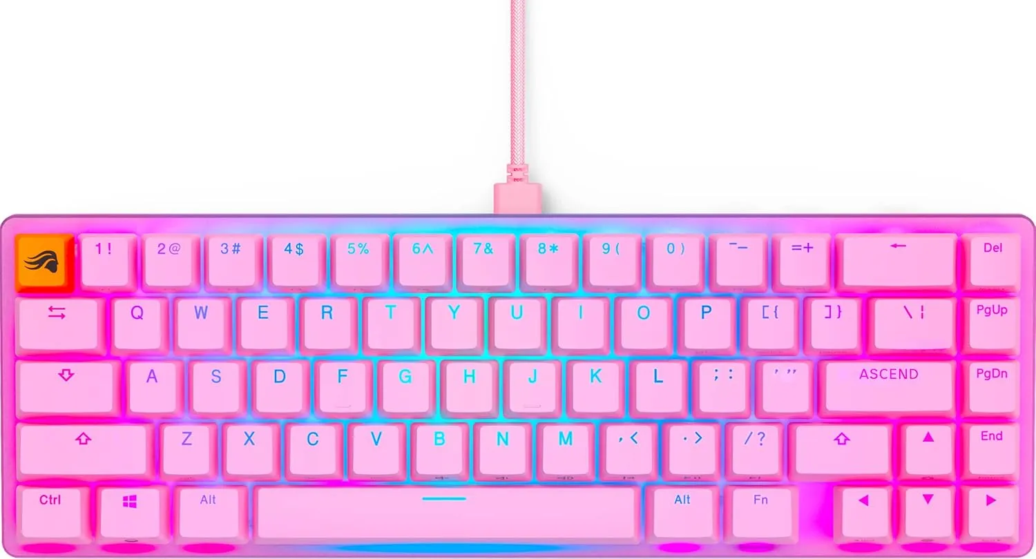 Glorious Gaming GMMK 2- Pink Gaming Keyboard - TKL Mechanical - Custom 65% - Compact Low-Profile - Hotswap w/Cherry Mx Style - Double Shot Keycaps & Linear Switches - PC Gaming Setup Accessories