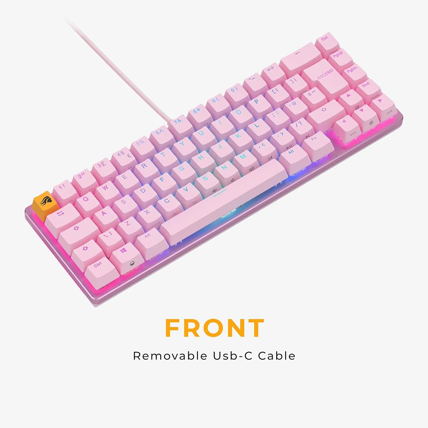 Glorious Gaming GMMK 2- Pink Gaming Keyboard - TKL Mechanical - Custom 65% - Compact Low-Profile - Hotswap w/Cherry Mx Style - Double Shot Keycaps & Linear Switches - PC Gaming Setup Accessories