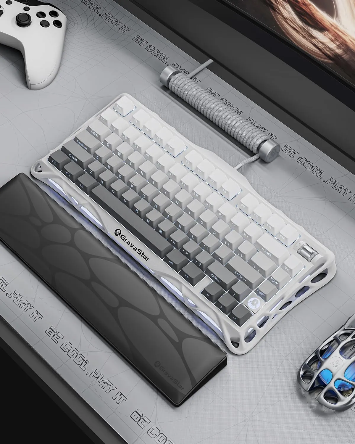 GravaStar Computer Peripheral Devices, Mercury,K1 75% Wireless Mechanical Gaming Keyboard, Aluminum Alloy Exoskeleton Design, Gasket Custom Keyboard Hot-Swap Socket, Linear Switches, RGB Backlit