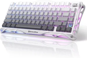 GravaStar Computer Peripheral Devices, Mercury,K1 75% Wireless Mechanical Gaming Keyboard, Aluminum Alloy Exoskeleton Design, Gasket Custom Keyboard Hot-Swap Socket, Linear Switches, RGB Backlit
