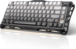 GravaStar Mercury K1 75% Wireless Mechanical Gaming Keyboard, Aluminum Alloy Exoskeleton Design, Gasket Compact Custom Keyboard Hot-Swap Socket, Linear Switches, with RGB Backlit & Frame
