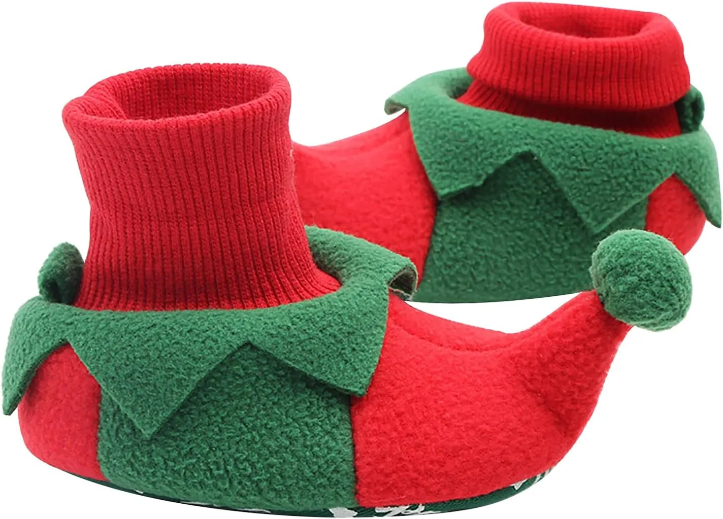 GREUS Baby Girl Boy Walking Shoes, Christmas Baby Shoes Infant Christmas Outfit Santa Newborn Slippers Socks Kids Winter House Shoes Cute Baby Booties Plush Toddler Soft Sole Shoes 6-12 Months Size 5
