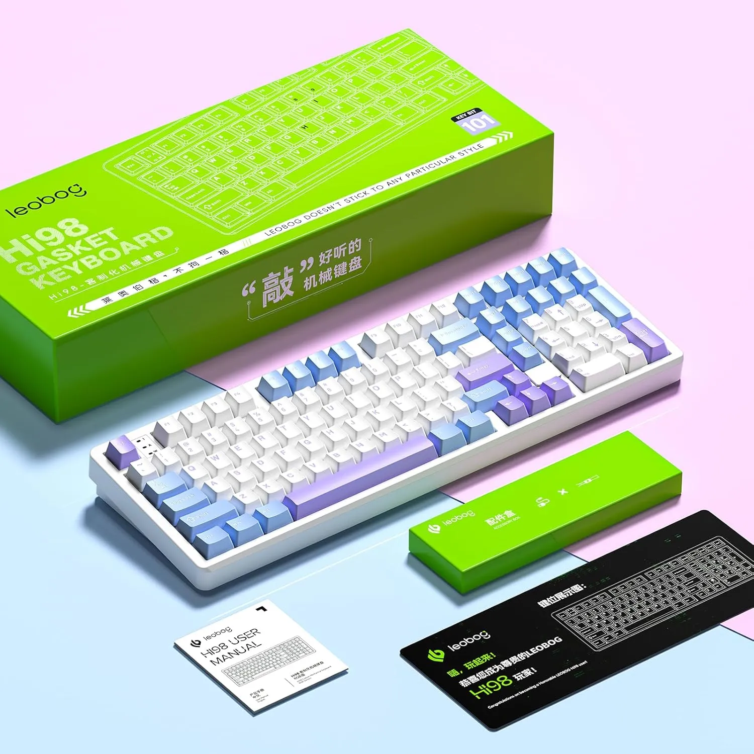 Hi98 Keyboard, Aluminum Mechanical Gaming Keyboard, Wired Creamy Keyboards with Number Pad Gasket Structure, Hot-Swap Custom Keybaord RGB Backlit for Win Mac PC Gamer - Blue, Star Vector Switch