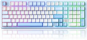 Hi98 Keyboard, Aluminum Mechanical Gaming Keyboard, Wired Creamy Keyboards with Number Pad Gasket Structure, Hot-Swap Custom Keybaord RGB Backlit for Win Mac PC Gamer - Blue, Star Vector Switch