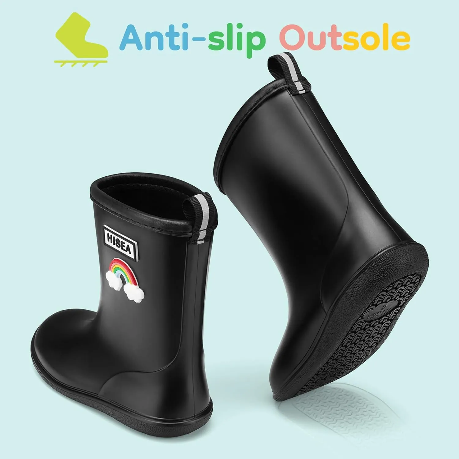 HISEA Toddler Rain Boots Waterproof, Baby Kids Short Rubber Rain Shoes Lightweight for Boys Girls