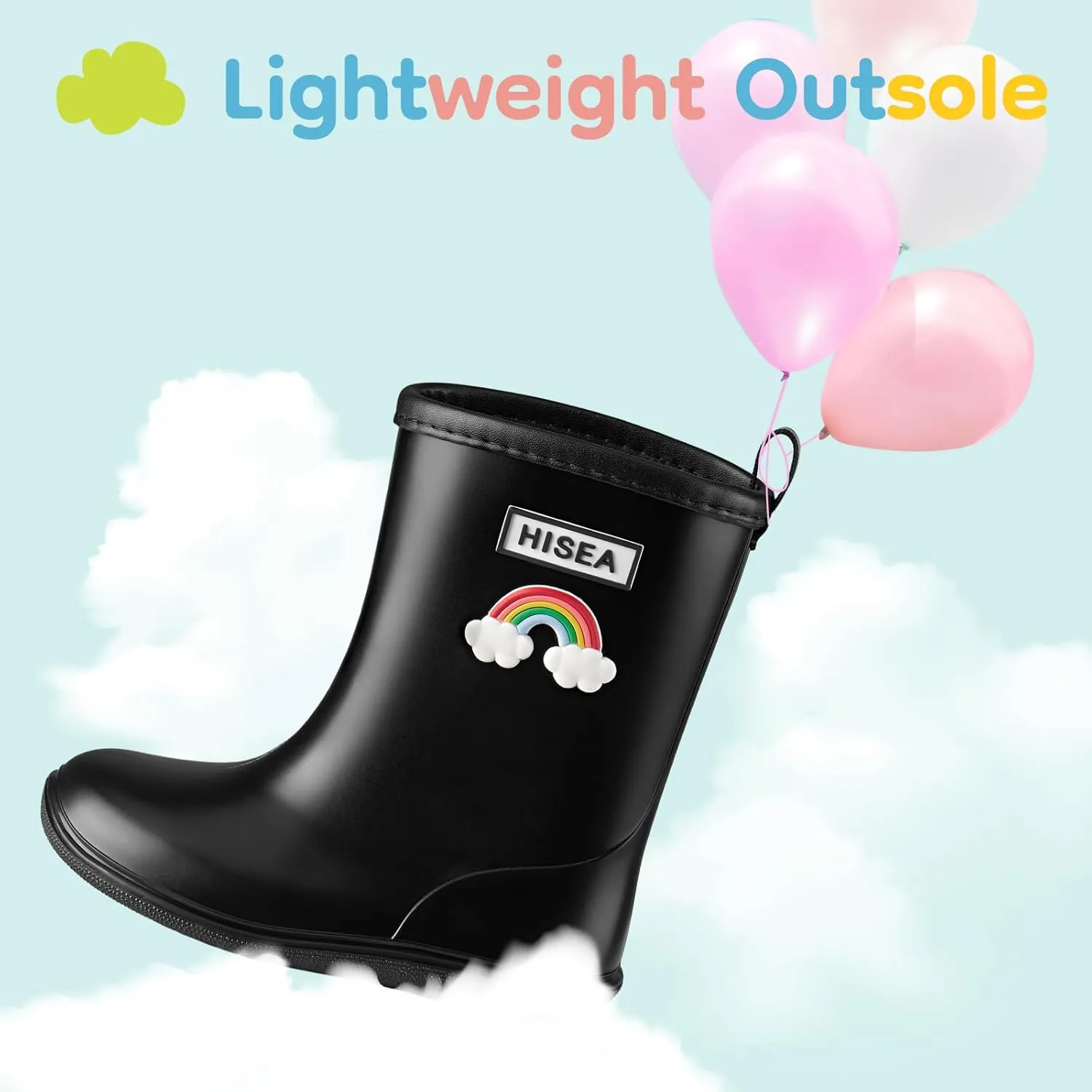 HISEA Toddler Rain Boots Waterproof, Baby Kids Short Rubber Rain Shoes Lightweight for Boys Girls