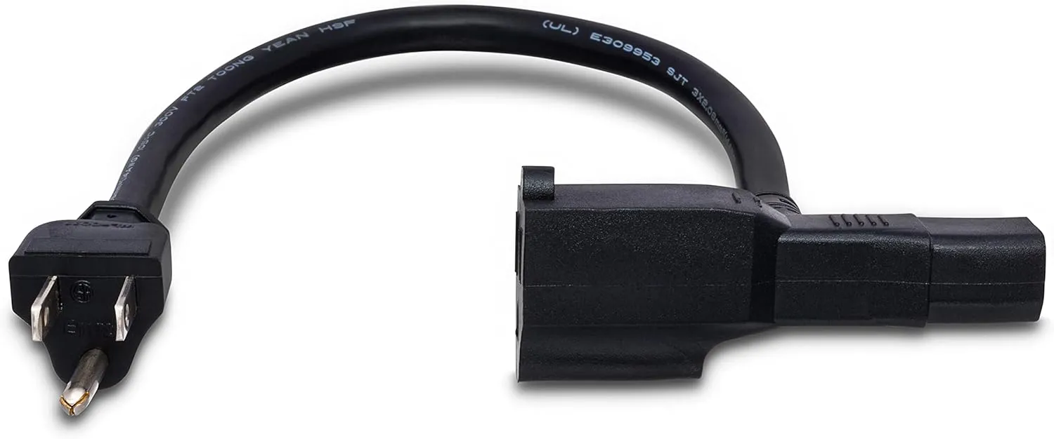 Hosa PWD-402 Piggyback IEC C13 to NEMA 5-15P Power Cord, 2 Feet