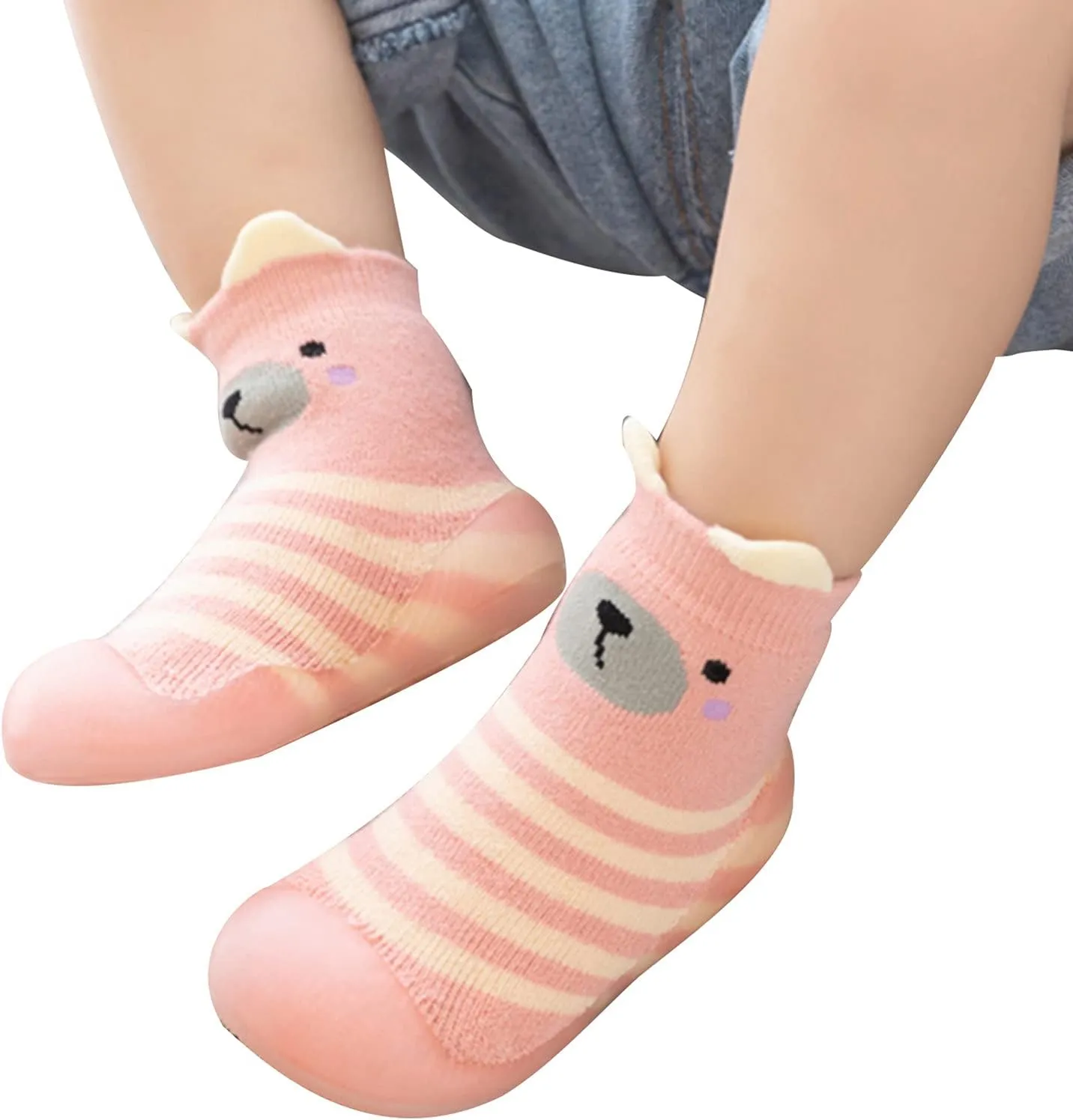 House Slippers Kids Toddler Baby Boys Girls Solid Warm Knit Soft Sole Rubber Shoes Slipper Stocking Soft Shoes