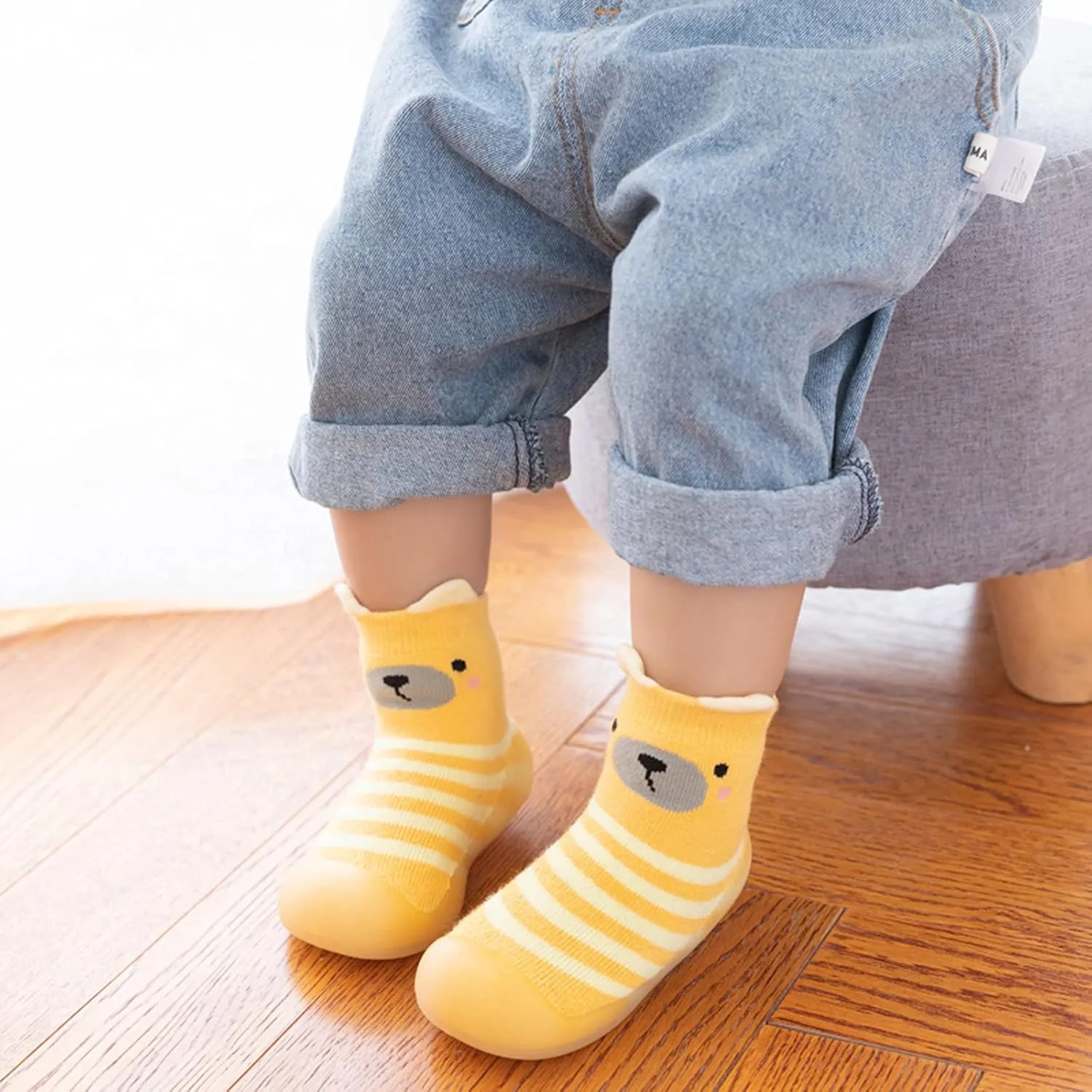 House Slippers Kids Toddler Baby Boys Girls Solid Warm Knit Soft Sole Rubber Shoes Slipper Stocking Soft Shoes