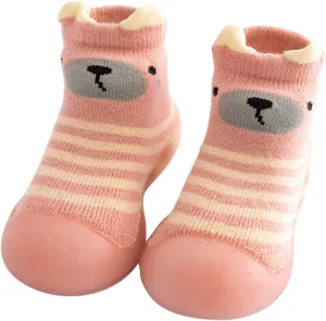 House Slippers Kids Toddler Baby Boys Girls Solid Warm Knit Soft Sole Rubber Shoes Slipper Stocking Soft Shoes