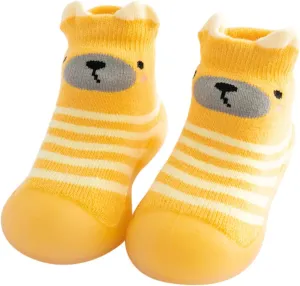 House Slippers Kids Toddler Baby Boys Girls Solid Warm Knit Soft Sole Rubber Shoes Slipper Stocking Soft Shoes