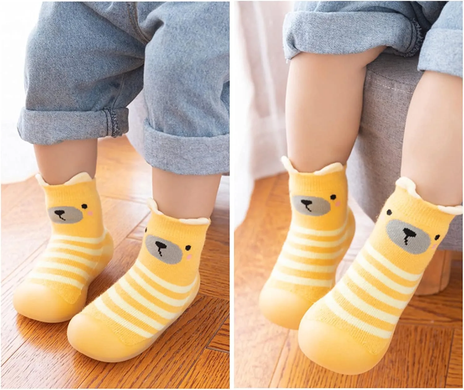 House Slippers Kids Toddler Baby Boys Girls Solid Warm Knit Soft Sole Rubber Shoes Slipper Stocking Soft Shoes